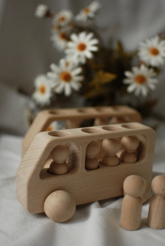 Wooden Toy Bus with Passengers